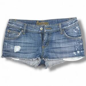 CAR-MAR Blue Distressed Jean Shorts Size 25